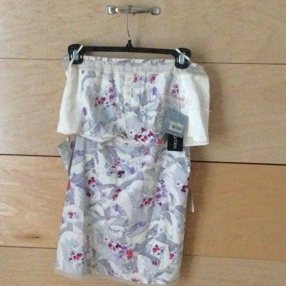 Calvin Klein White Floral  Chemise with Purple & Pink Accents